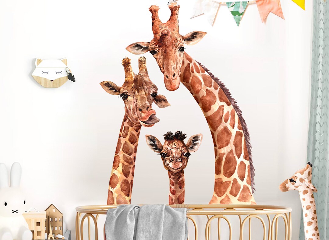 Giraffe Family Wall Decal - Trio of Giraffes - Removable Peel and Stick ...