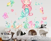 Multicultural Mermaid Under The Sea Wall Decals - Removable Nursery, Kids Room, Bathroom Stickers