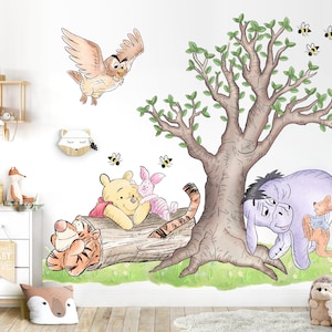 Watercolour Vintage Winnie and Friends Wall Decal Sticker -  Wall Decal for Nursery - BR485