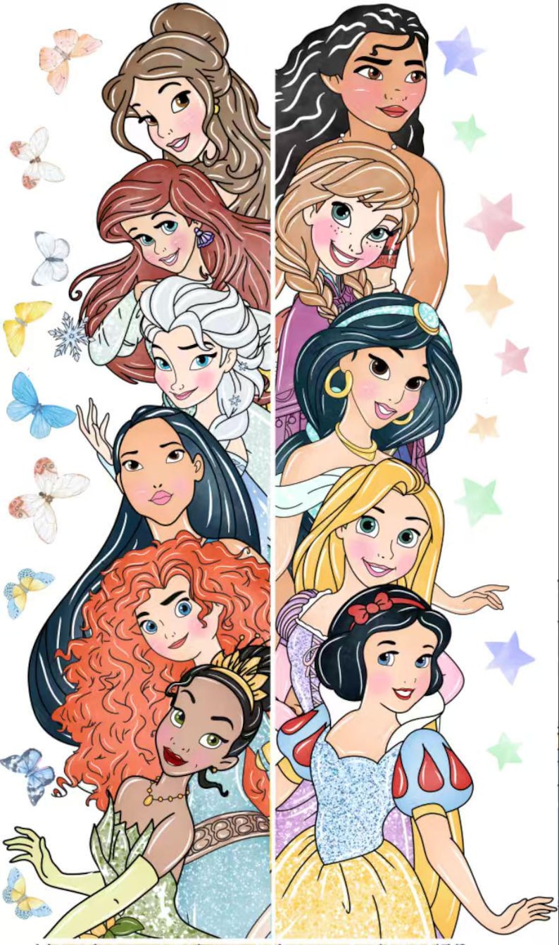 Princess Wall Decal for Girls Room – Cartoon Door Height Sticker | Peel ...