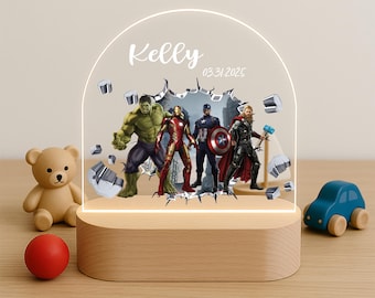 Avengers Superhero LED Night Light for Kids – Hulk Iron Man -SUPER 1 Led