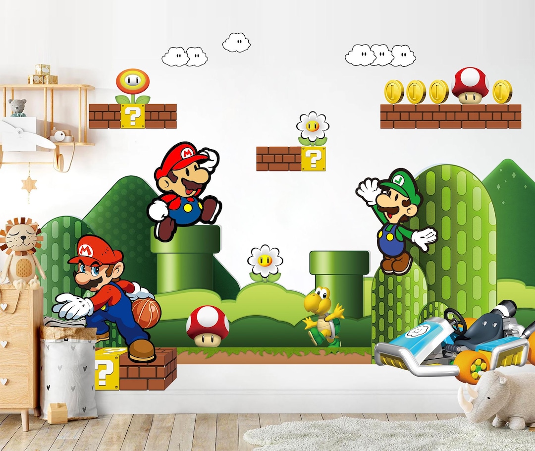 Super Mario Bros Wall Decal for Kids Room – Removable Repositionable ...
