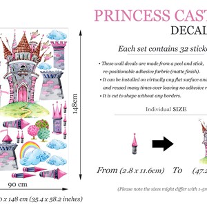 Pink Punk Princess Castle Wall Decal - Watercolor Style With Rainbows ...