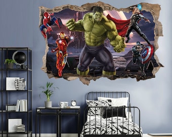 Avengers Superhero Wall Decal Avengers Assemble: Dynamic 3D Stickers - Removable Peel and Stick - SP013