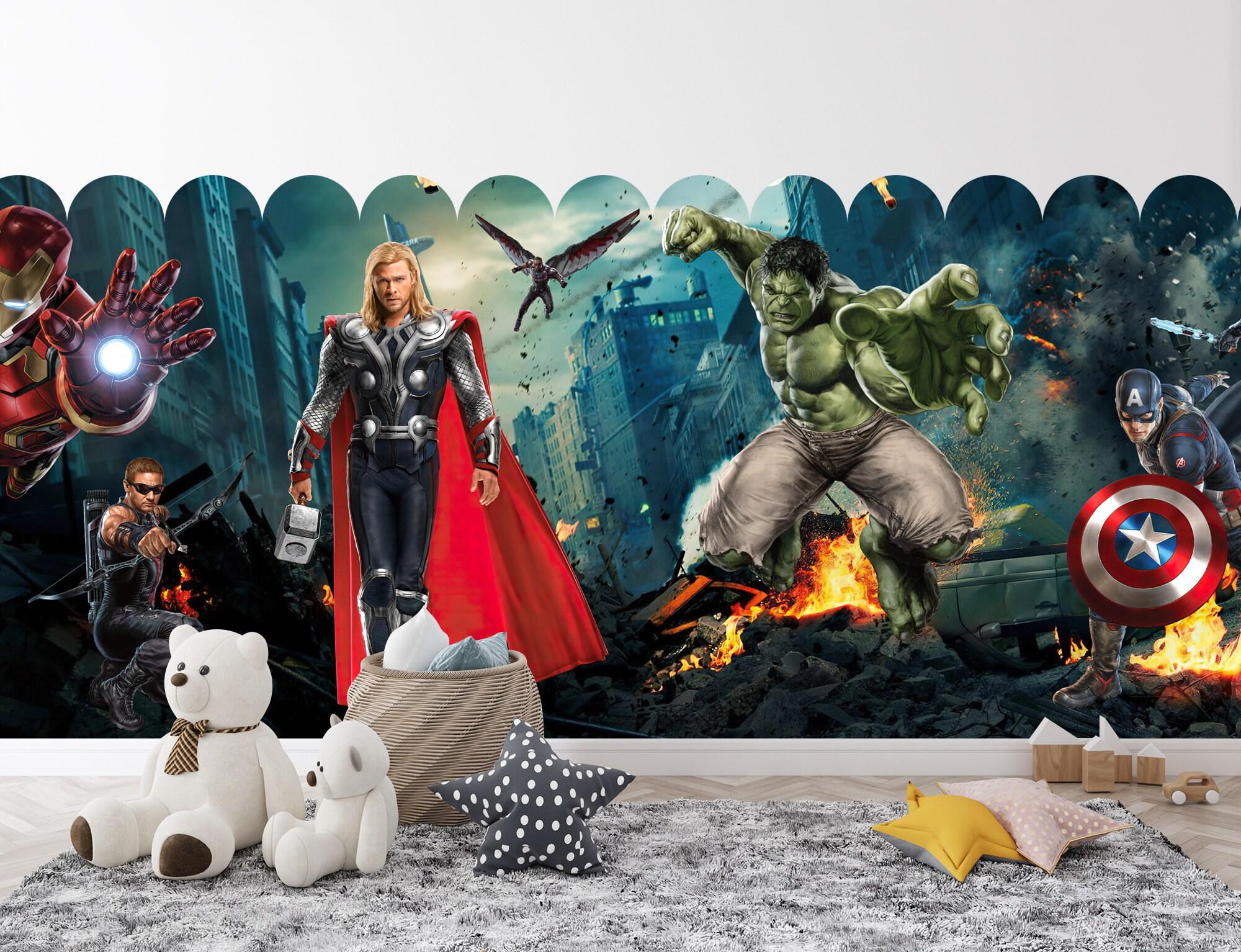 Avengers Scallop Mini Wallpaper – Removable Superhero Wall Mural for ...