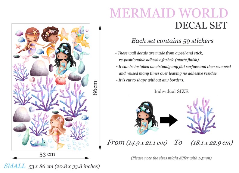 Enchanting Underwater Mermaid World Wall Decal for Girls' Room - BR384 ...