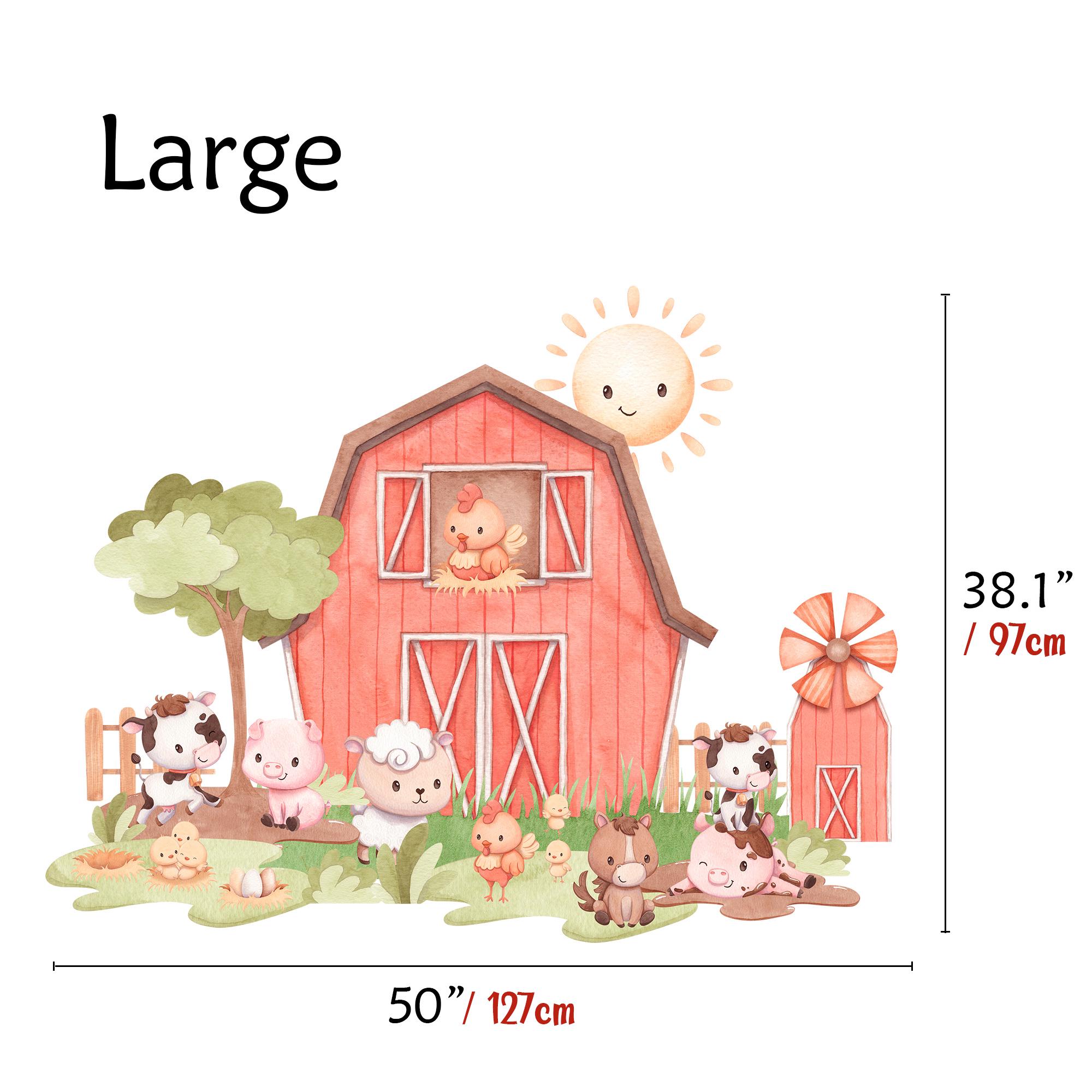 Cute Farm Animals Wall Decal, Barn Nursery Wall Sticker, Baby Room ...