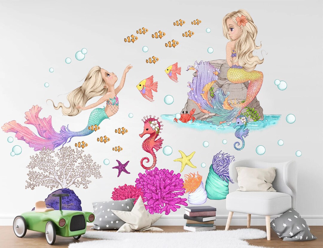 Enchanting Mermaid Underwater World Wall Decal - Girls' and Nursery ...