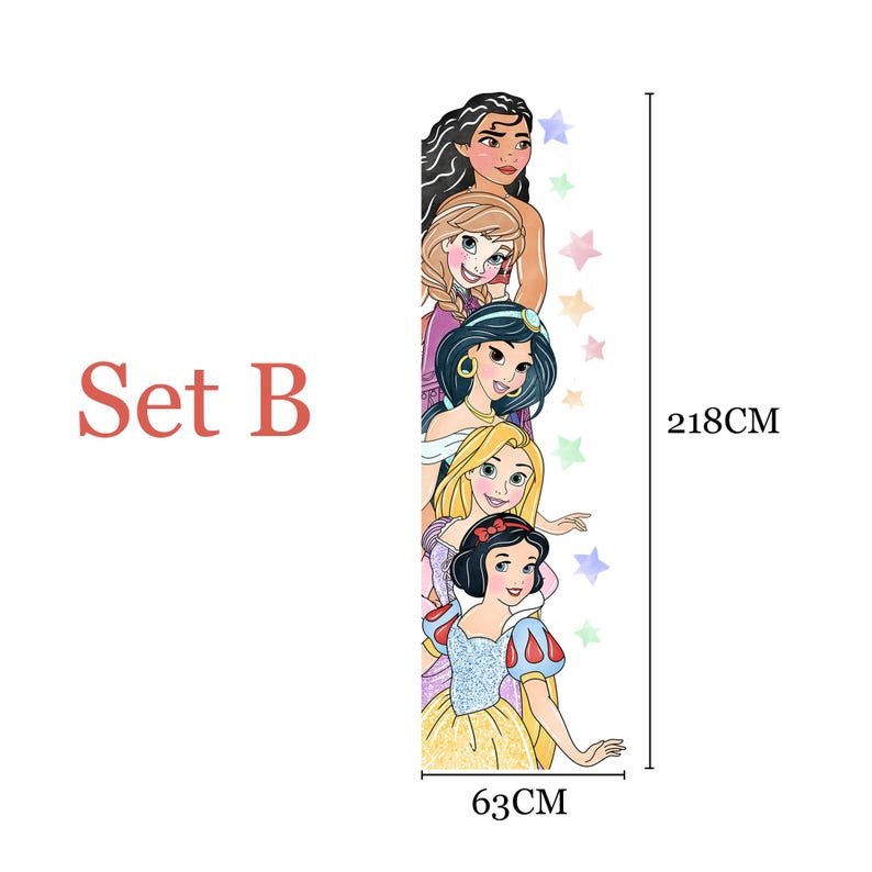 Princess Wall Decal for Girls Room – Cartoon Door Height Sticker | Peel ...