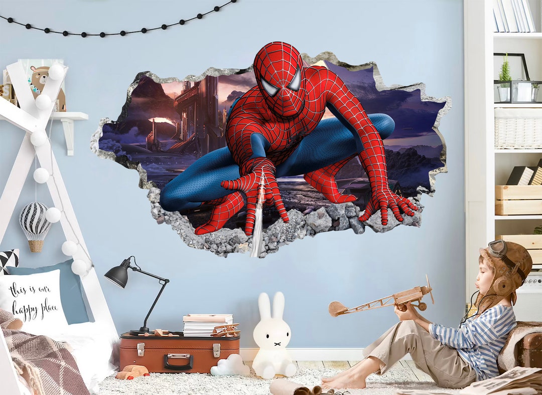 壊れた壁から飛び出すスパイダーマン - スパイダーマン ウォール