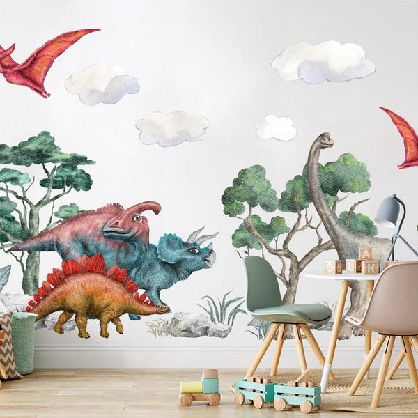 Jurassic Park Stegosaurus Brachiosaurus Triceratops Dinos Wall Decal - BR153