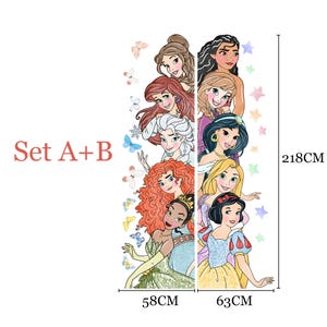 Princess Wall Decal for Girls Room – Cartoon Door Height Sticker | Peel ...
