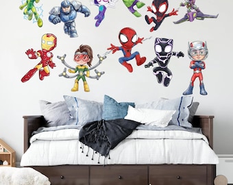 Spidey and his Amazing Friends Wall Decal Set Kids Room Decor Marvel Style Hero Stickers-BR575