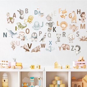 Animal Alphabet Decals A to Z Wildlife Initials Wall Decal Peel and ...