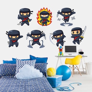 Japanese Cartoon Ninja Smashed Pose Wall Decal - Removable Peel and Stick - BR258