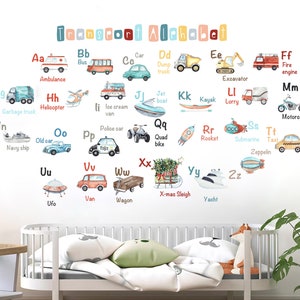 Naklejki ścienne Transport Alphabet Learning ABC - Świetny prezent do pokoju dziecięcego - BR138