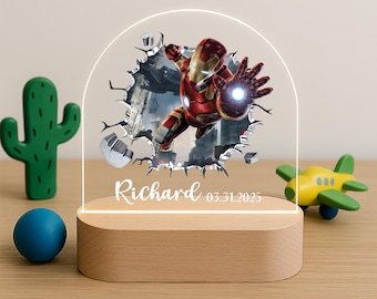 Iron Man 3D Wall Break Night Light – Personalized Superhero LED Lamp -SUPER 3 ed