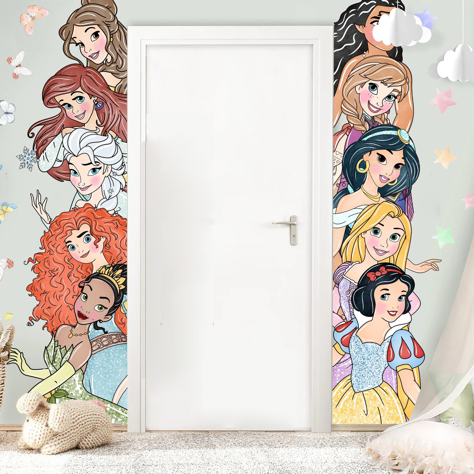 Princess Wall Decal for Girls Room – Cartoon Door Height Sticker | Peel ...