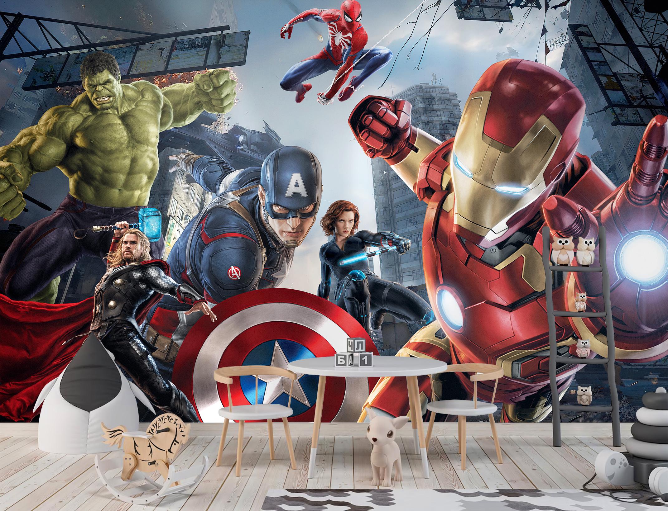 アベンジャーズ スーパーヒーロー ウォールミューラル（子供向け 