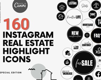160 Real Estate Instagram Highlight Icons for Canva | 160 Realtor Social Media Highlights | Real Estate Social Media Marketing