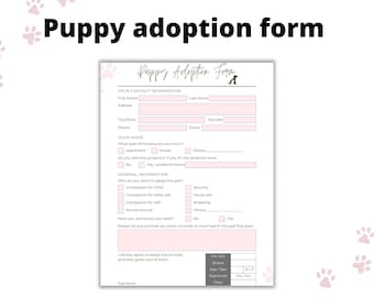 Puppy adoption form | dog adoption certificate