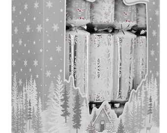 Festive Silver Snowflakes Large 12" Christmas Family Crackers (10 Pack)