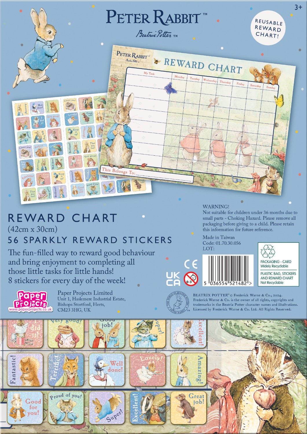 PETER RABBIT Reward Chart With 56 Sparkly Reward Stickers - Etsy