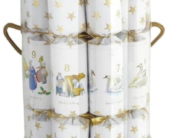 12 Days of Christmas Gold Stars Christmas Crackers in Tub (12 Pack)