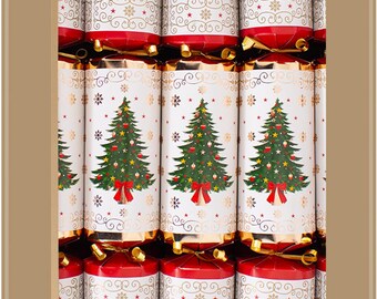 Red & Green Christmas Trees Family 14" Crackers (10 Pack)