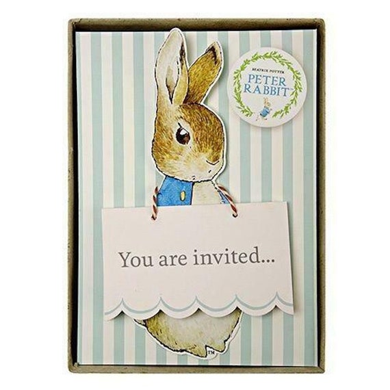 Sobres Peter Rabbit Beatrix Potter Bautizo Cumpleaños Invitaciones invita a