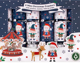Santa and Elf Mini 6" Christmas Crackers (6 Pack)