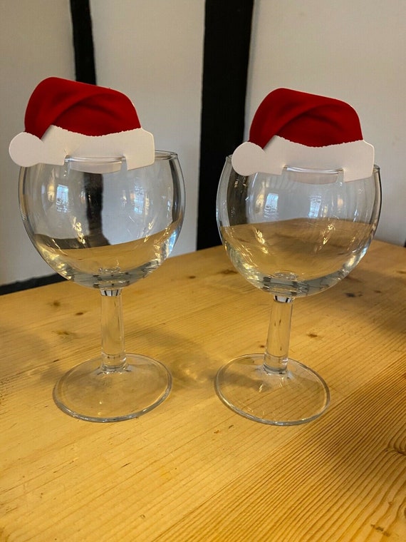 CHRISTMAS Santa Hat Glass Decorations 