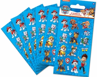 Adesivi per feste a tema PAW Patrol tratti dal film, 6 fogli, perfetti come regalini per le feste.