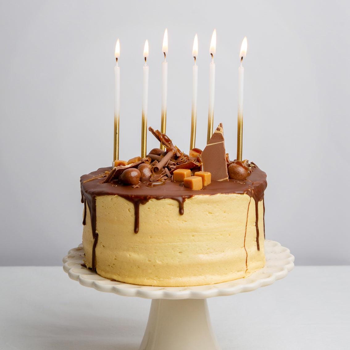 Candele Per Torta Oro E Bianco Con Glitter - Set Da 16 Candeline Lunghe 15 Cm Con Supporti, Per Compleanni E Matrimoni
