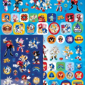 Sonic The Hedgehog Mega Pack of Stickers, Loads of Different Stickers A4 Size