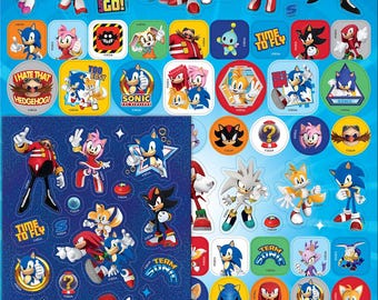Sonic The Hedgehog Mega Pack of Stickers, Loads of Different Stickers A4 Size