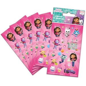 Pegatinas para fiesta de la casa de muñecas de Gabby, ideales para rellenar bolsas de botín (6 hojas)