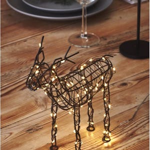 CHRISTMAS Table Top LED Light Up Battery Operated Wire Brown Reindeer Large