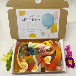 Personalised Letterbox Postal Birthday Gift - Pick n Mix Sweets, Happy Birthday, Easter, Mothers Day, Good Luck, Thank you.