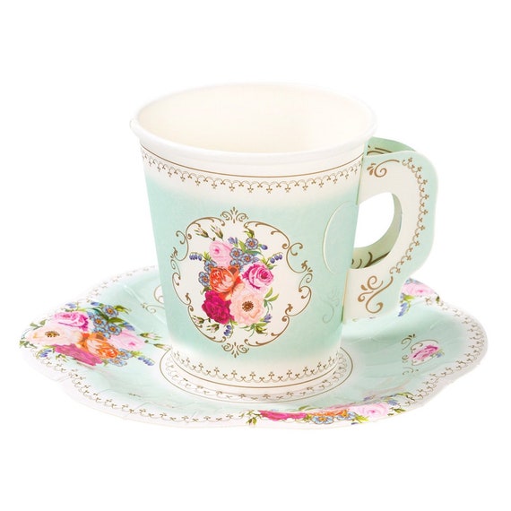 Truly Scrumptious Paper Cup and Saucer Set Tea Parties 12 Etsy