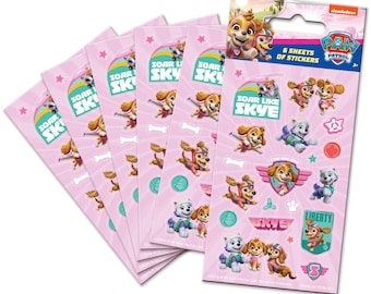 Paw Patrol Girl Pups Stickers, Party Loot Bag Fillers (6 Sheets)