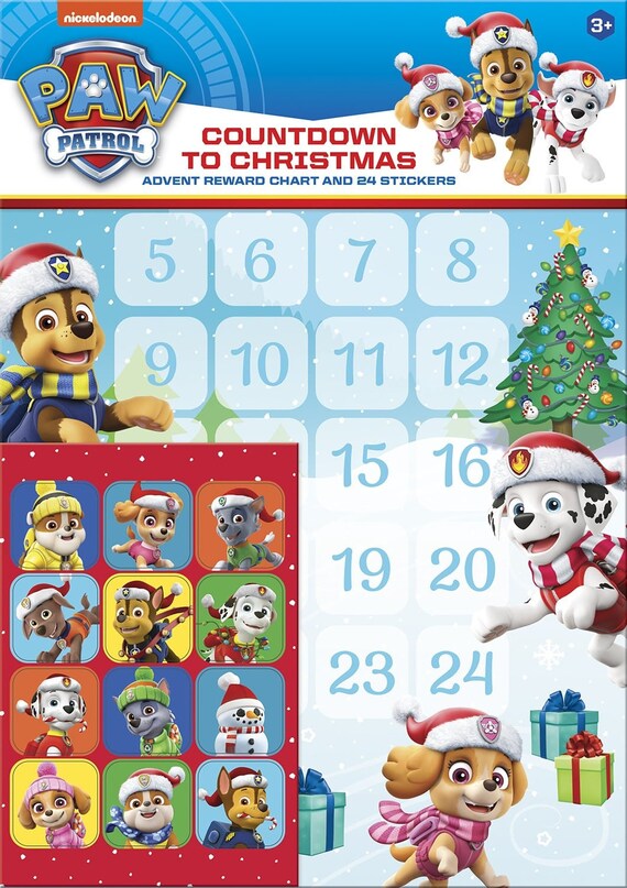 Calendario Dell'Avvento Paw Patrol Con 24 Cioccolatini Al Latte, Per Bambini, Confezione Laminata