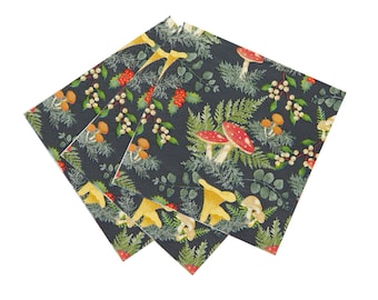 CHRISTMAS Midnight Forest Mushroom Paper Party Napkins (20 Pack)