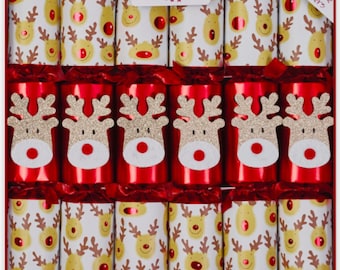 Racing Reindeer Large Handmade Luxury Christmas Crackers (6 Pack)