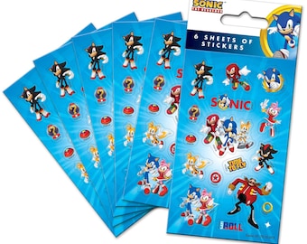 Sonic The Hedgehog Party Stickers, Loot Bag Fillers (6 Sheets)