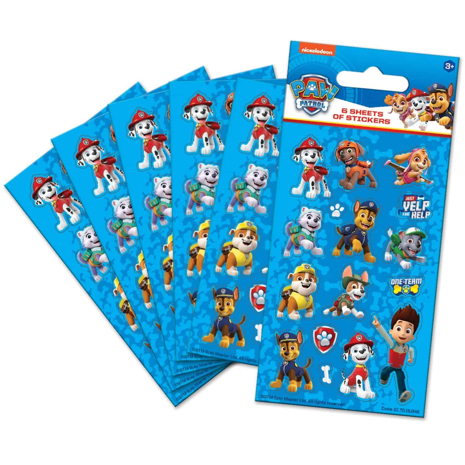 Paw Patrol Blue Party Stickers Perfect for Loot Bag Fillers (6 Sheets)