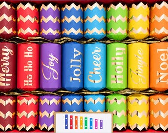Festive Rainbow Xylophone Musical Luxury 12" Christmas Crackers (8 Pack)