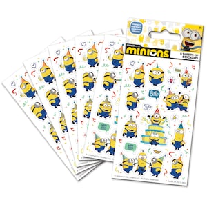 Adesivi Minions perfetti per riempire i sacchetti del bottino (6 fogli)