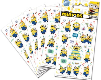 Minions Party Stickers, Loot Bag Fillers (6 Sheets)