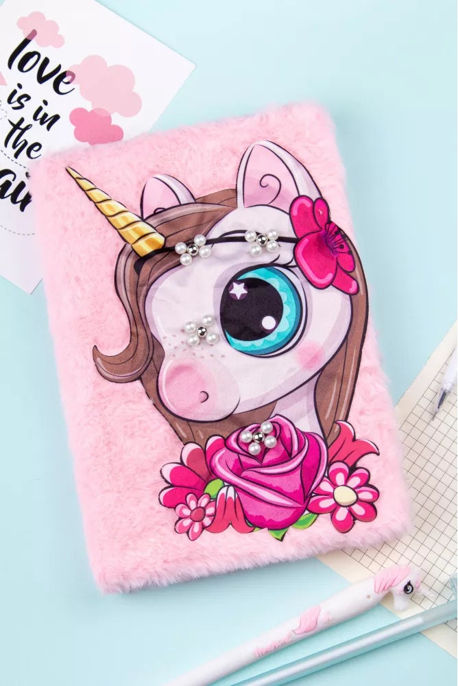 Fluffy Notebook Unicorn Soft Cover Book Square Grid Etsy